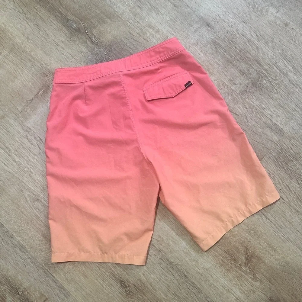 VEECE | Men's Coral Peach Ombre Magic Print Stretch Swim Trunks Board Shorts, 28